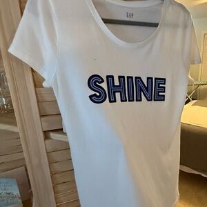 GAP White Tee with Blue 'Shine' Graphic